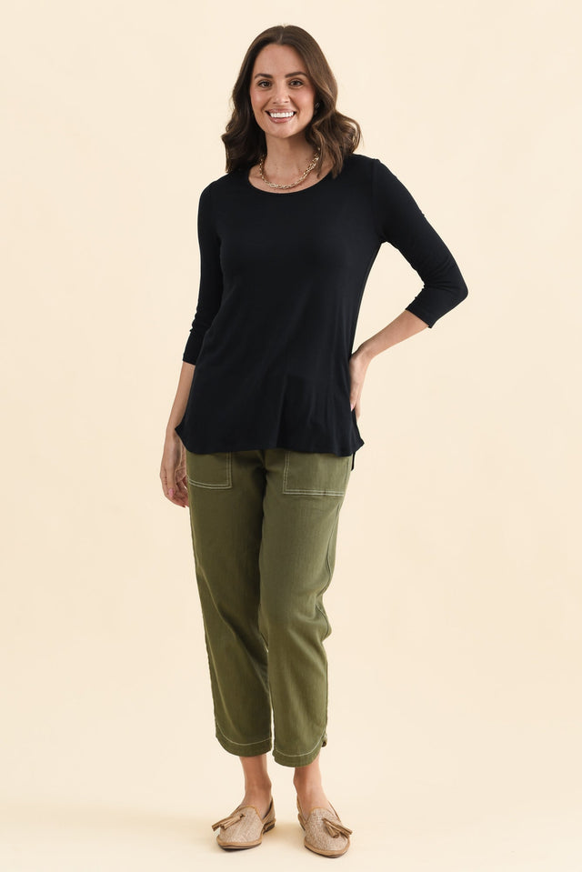 Nicky Black 3/4 Sleeve Top,Full Body,Brunette model,alt text|model:MJ image 3
