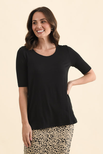 Nicky Black Half Sleeve Top