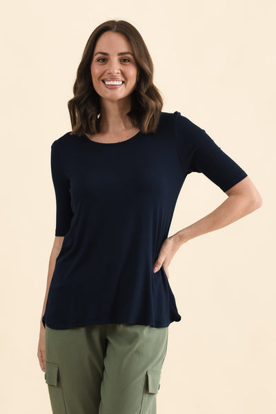 Nicky Navy Half Sleeve Top