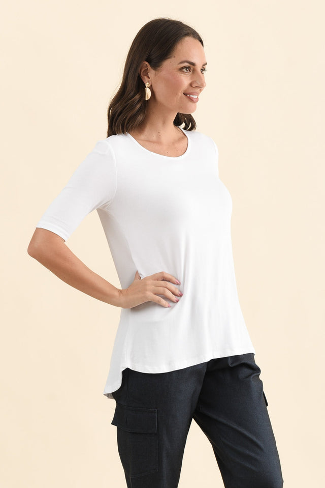 Nicky White Half Sleeve Top,Side,Brunette model,alt text|model:MJ image 4