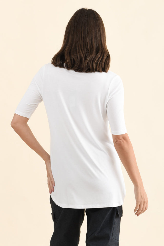 Nicky White Half Sleeve Top,Back,Brunette model,alt text|model:MJ image 5
