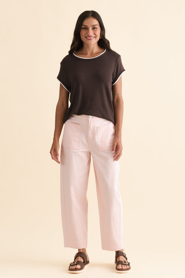 Nina Pink Cotton Barrel Pants,Full Body,Brunette model,alt text|model:Brontie image 3