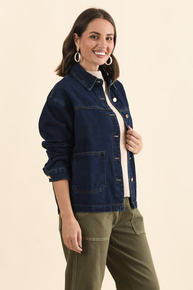 Nixon Blue Denim Jacket,Brunette model,alt text|model:MJ image 5