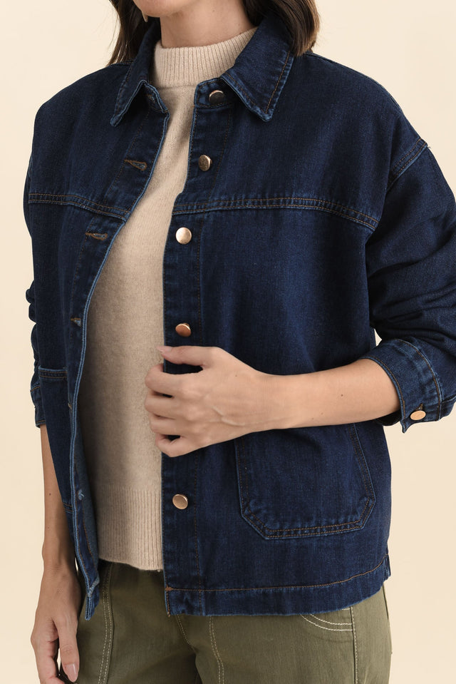 Nixon Blue Denim Jacket,Brunette model,alt text|model:MJ image 7