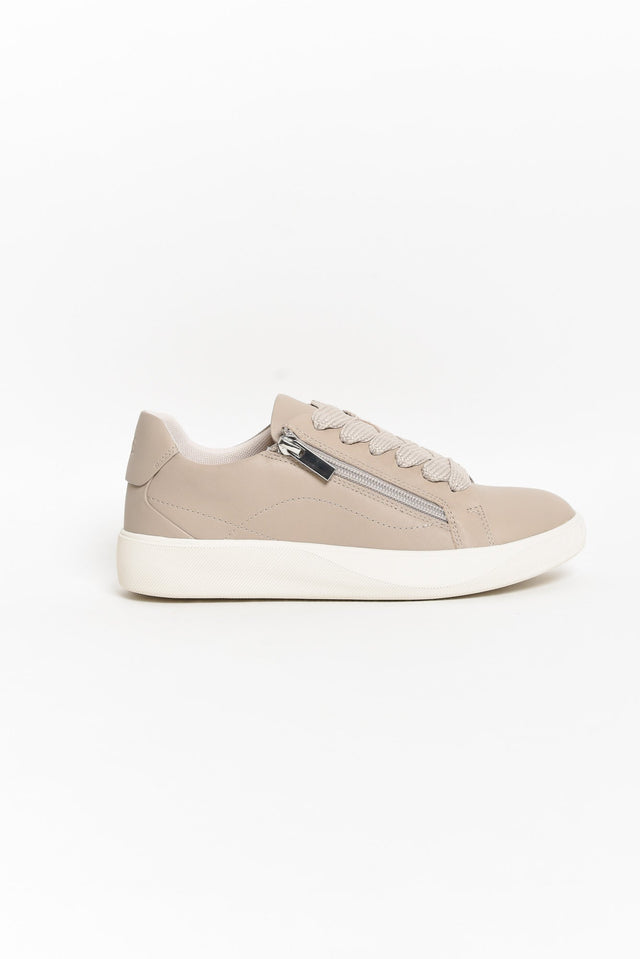 Noemi Grey Leather Zip Sneaker