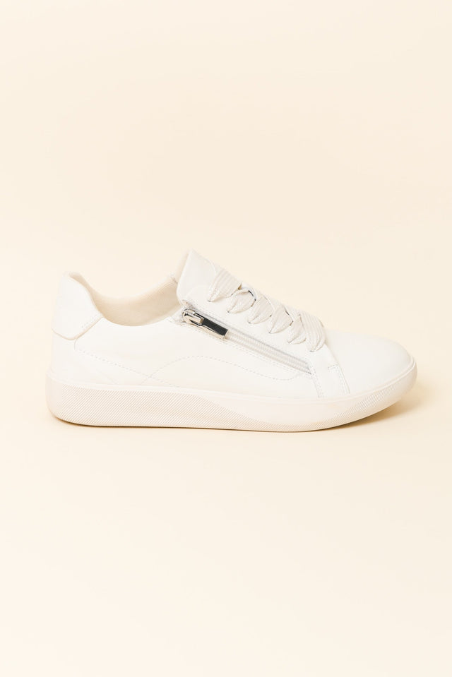 Noemi White Leather Zip Sneaker image 1