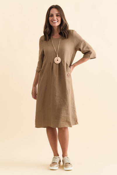 Nolita Chocolate Linen Pocket Dress