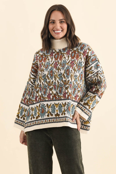 Nordin Cream Motif Knit Jumper