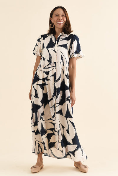 Nova Navy Floral Shirt Dress