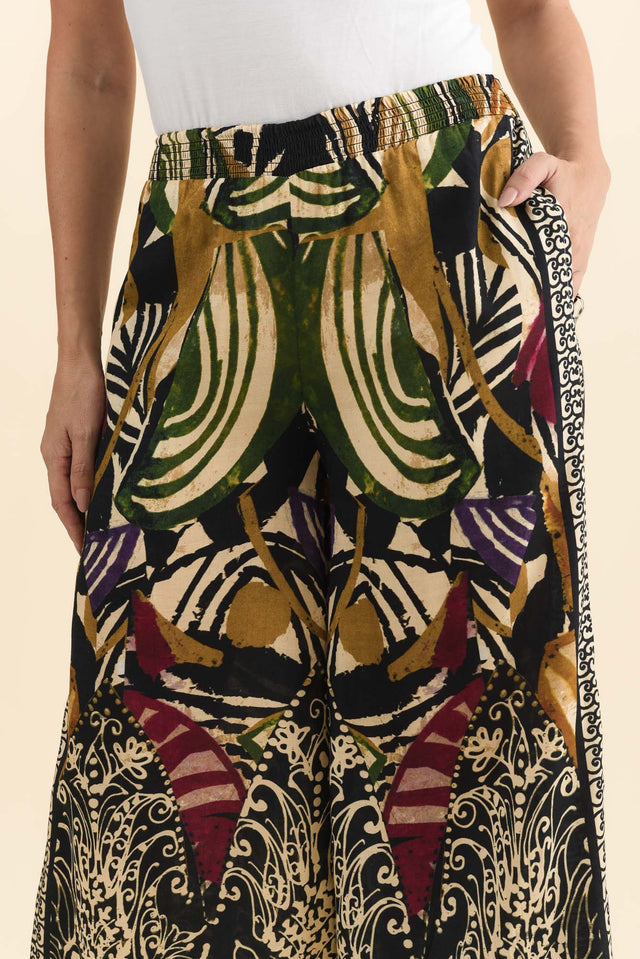 Odia Green Mosaic Wide Leg Pants,Brunette model,alt text|model:MJ image 6