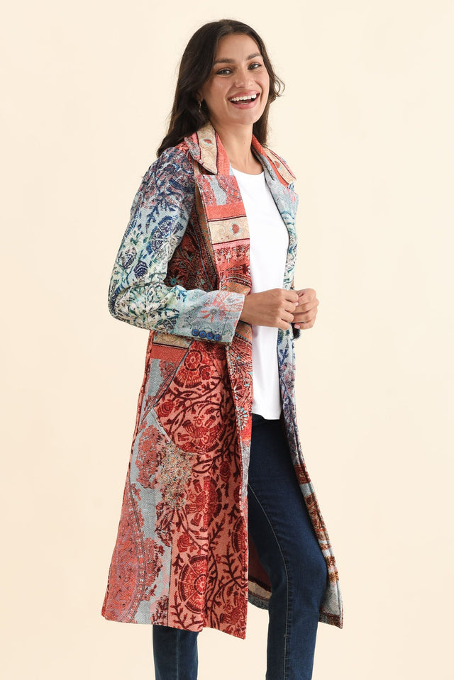 Oliver Red Tile Pocket Coat,Brunette model,alt text|model:Brontie image 4