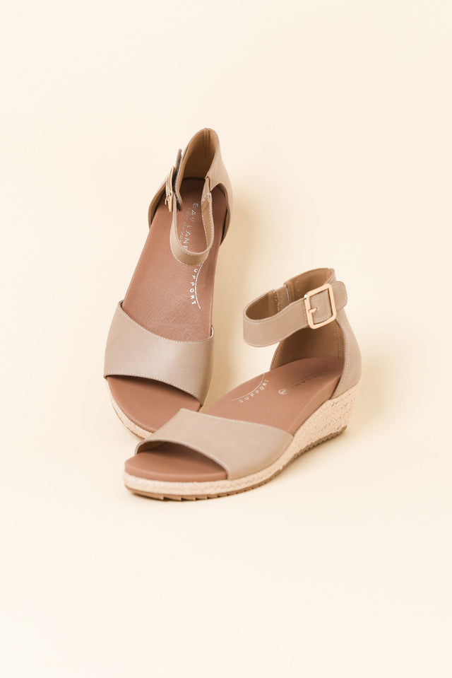 Olivia Taupe Buckle Wedge