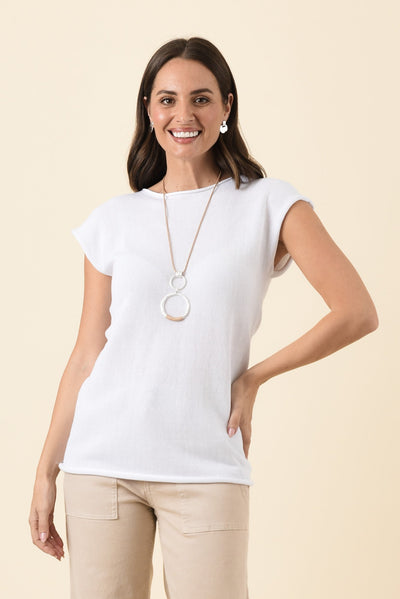 Ollie White Cotton Knit Tee