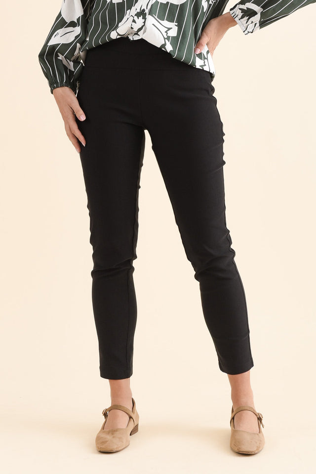 Olympia Black Straight 7/8 Pants,Front,Brunette model,alt text|model:MJ