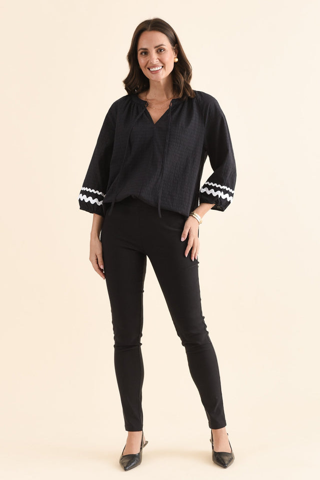 Olympia Black Straight Pants,Full Body,Brunette model,alt text|model:MJ image 8