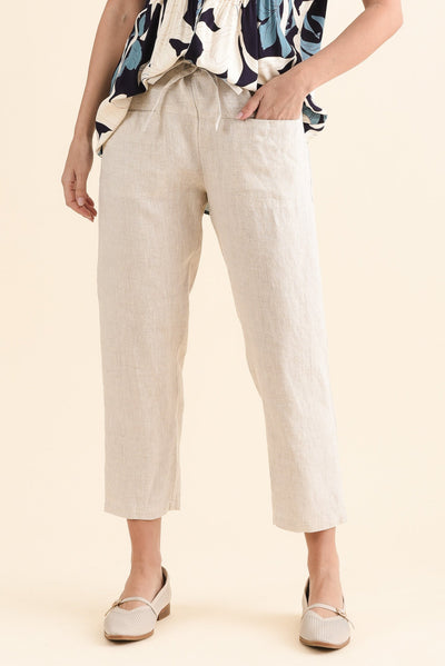 Oman Natural Linen Drawstring Pants