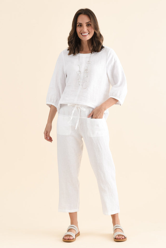 Oman White Linen Drawstring Pants image 6