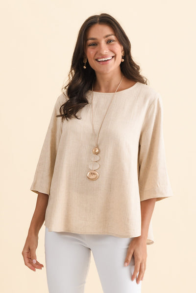 Ophelia Beige Scoop Neck Top