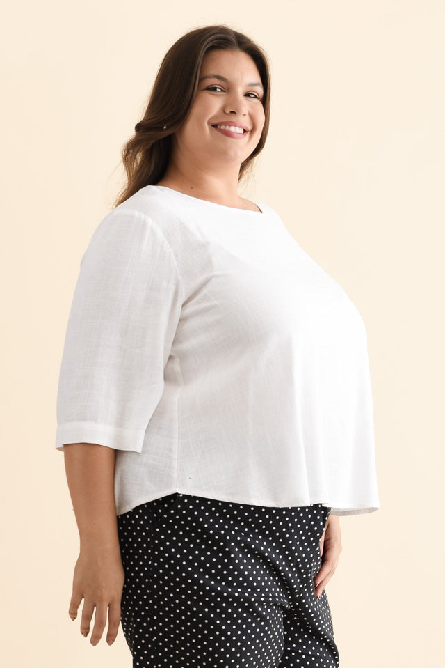 Ophelia Cream Scoop Neck Top,Brunette model,alt text|model:Gabby image 11