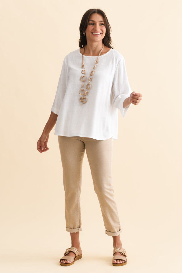 Ophelia Cream Scoop Neck Top,Brunette model,alt text|model:Brontie image 4