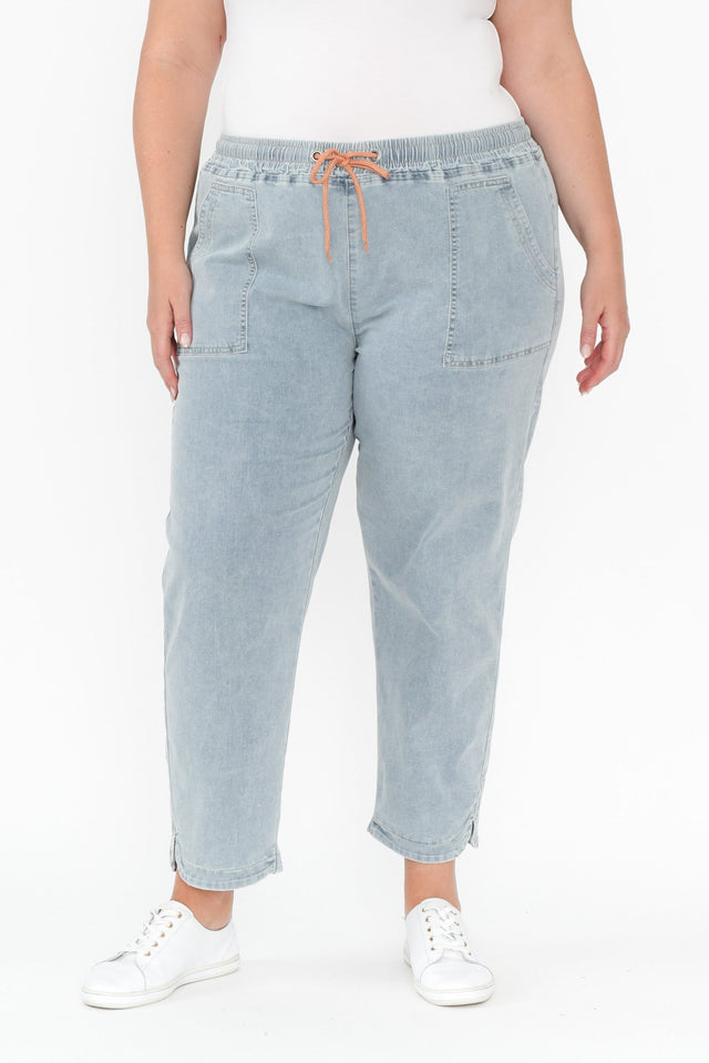Orbe Light Blue Denim Drawstring Jeans,Blonde model,plus-size,curve-bottoms,plus-size-jeans,alt text|model:Caitlin image 9