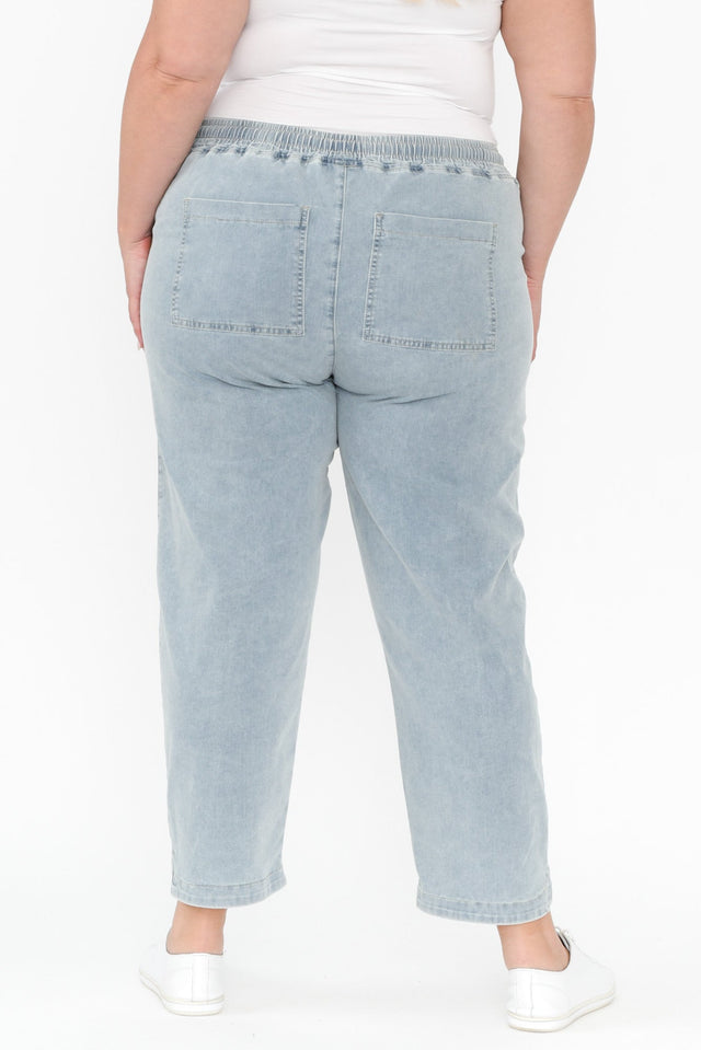 Orbe Light Blue Denim Drawstring Jeans,Blonde model,alt text|model:Caitlin image 12