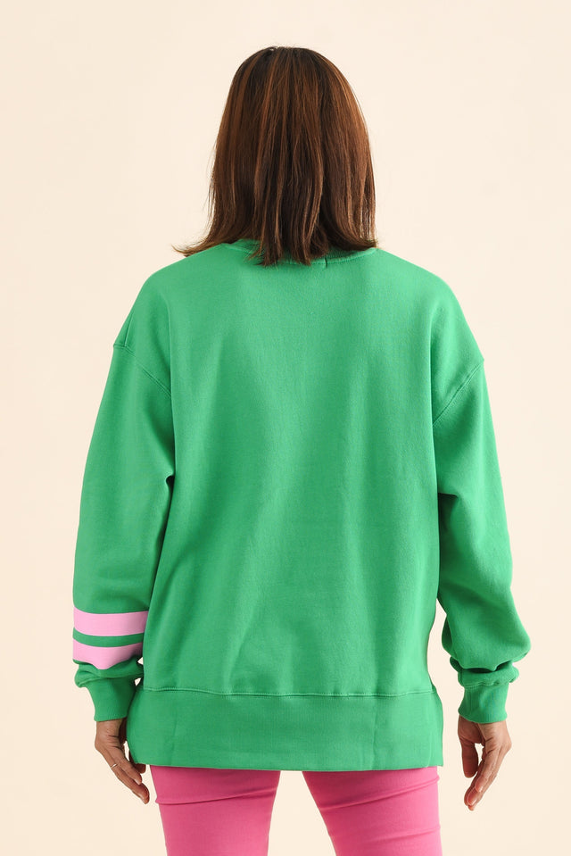 Origin Green Cotton Crewneck Sweatshirt,Back,Brunette model,alt text|model:Cara image 4