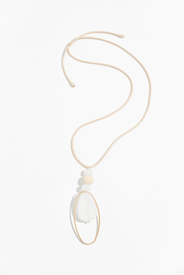 Orsola White Beaded Pendant Necklace image 1