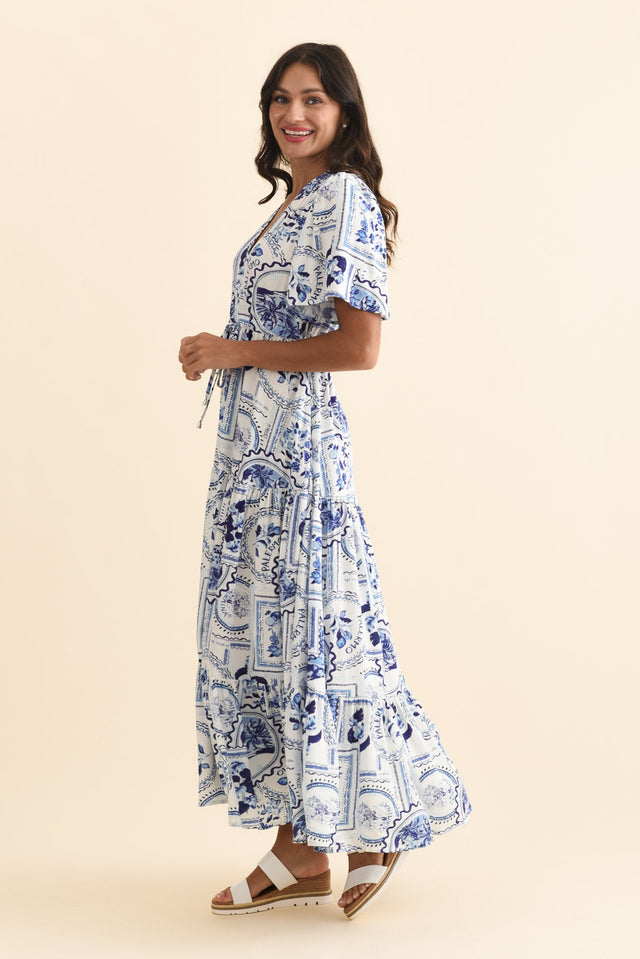 Orson Blue Mosaic Tier Dress,Brunette model,alt text|model:Brontie image 4