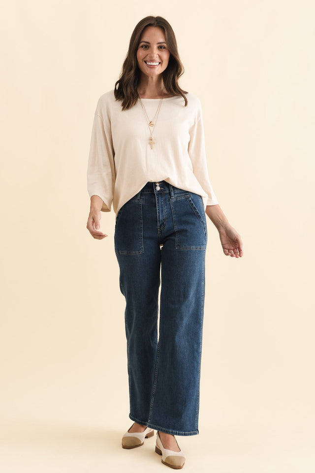 Orwell Blue Straight Leg Jeans,Brunette model,alt text|model:MJ image 4