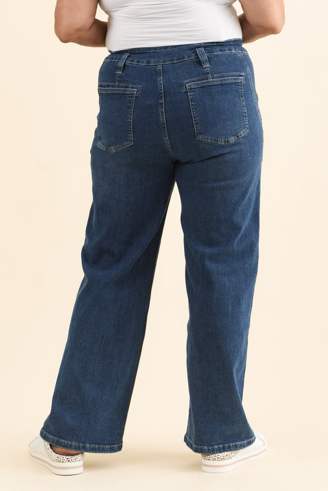 Orwell Mid Blue Straight Leg Jeans,Brunette model,alt text|model:Pilita image 11