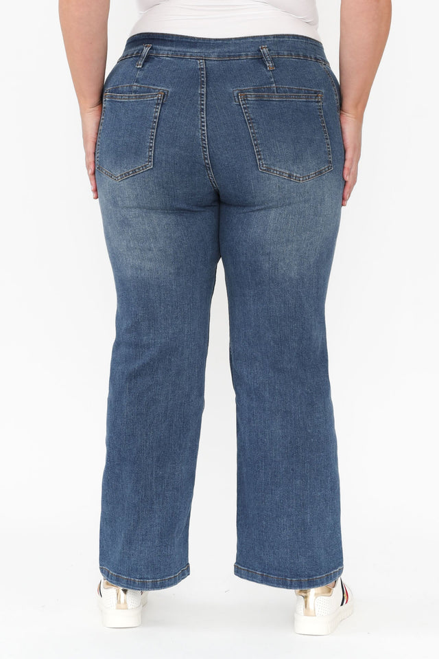 Orwell Mid Blue Straight Leg Jeans,Blonde model,alt text|model:Caitlin image 15
