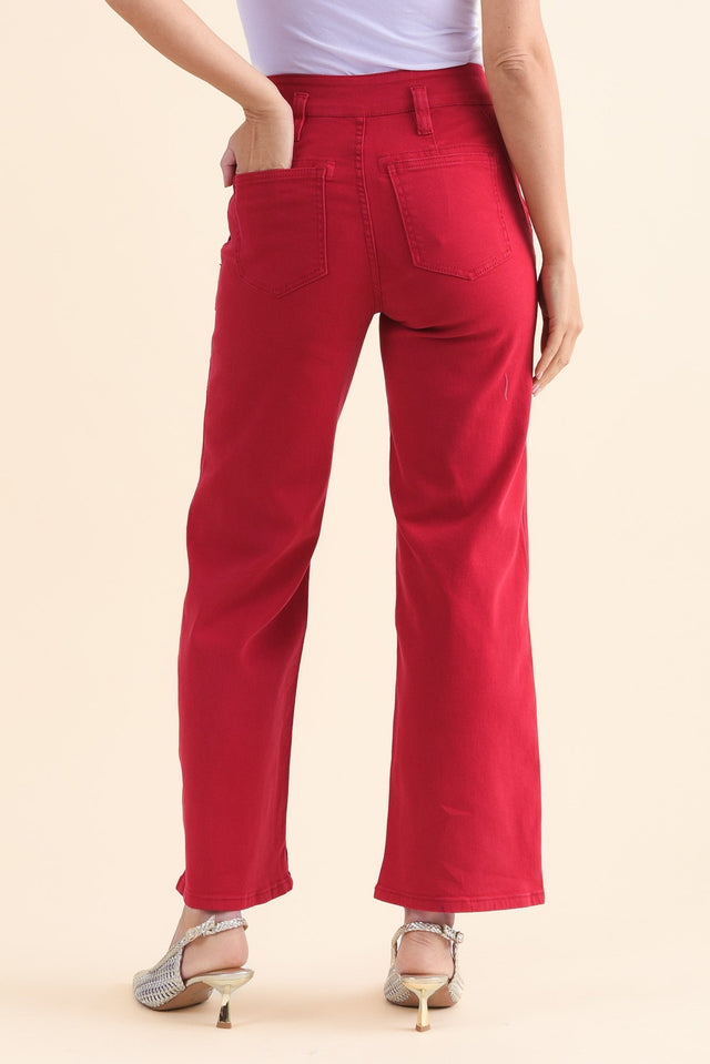 Orwell Red Straight Leg Jeans,Back,Brunette model,alt text|model:MJ image 5