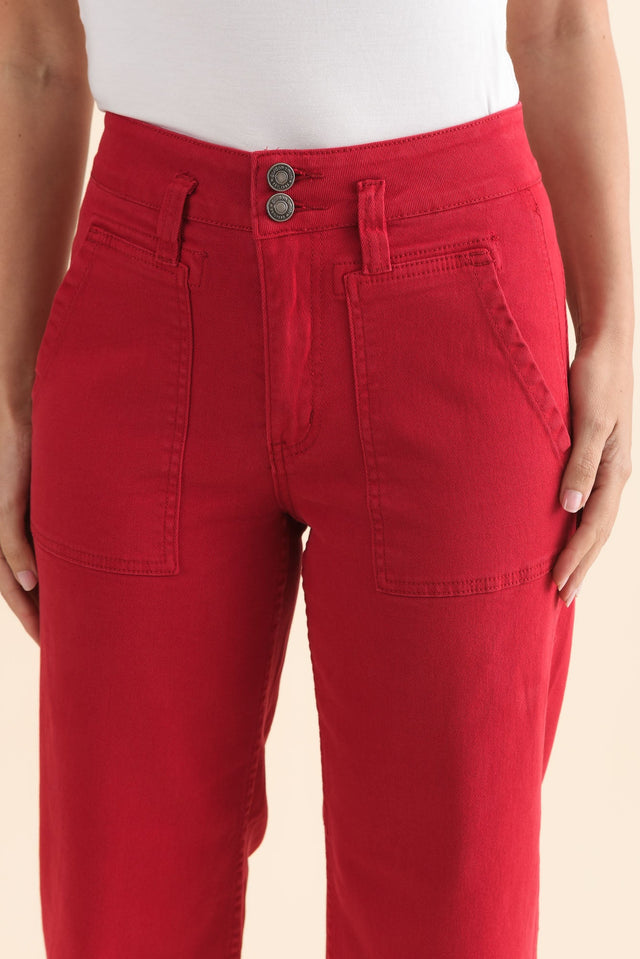 Orwell Red Straight Leg Jeans,Detail,Brunette model,alt text|model:MJ image 6