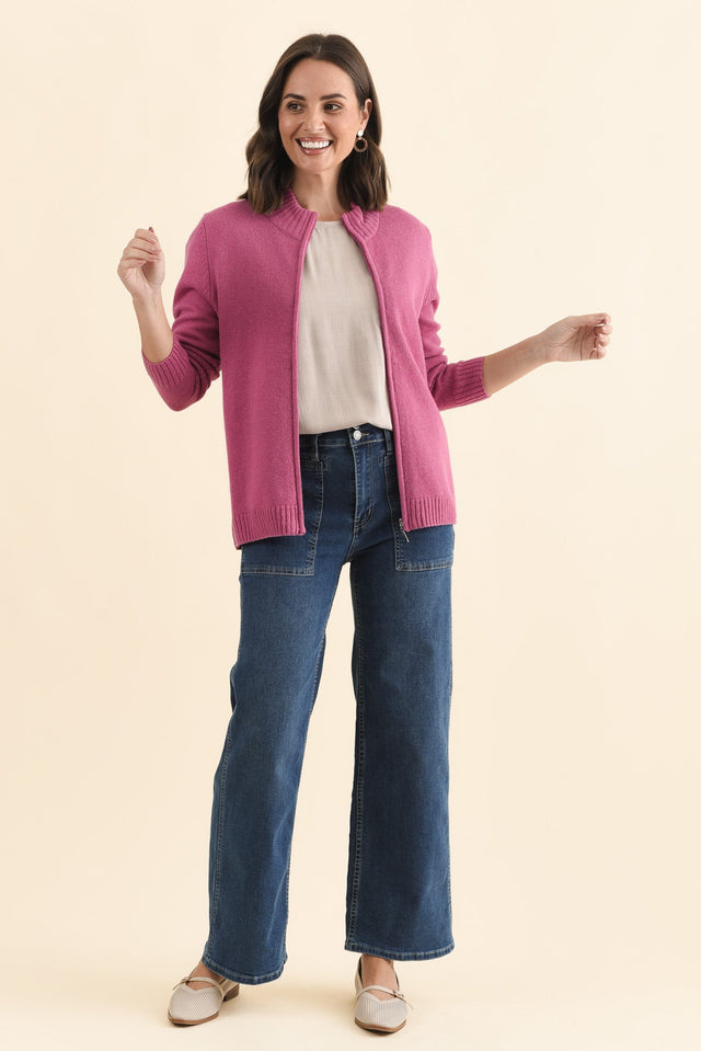 Pacey Pink Wool Zip Jacket,Brunette model,alt text|model:MJ image 8