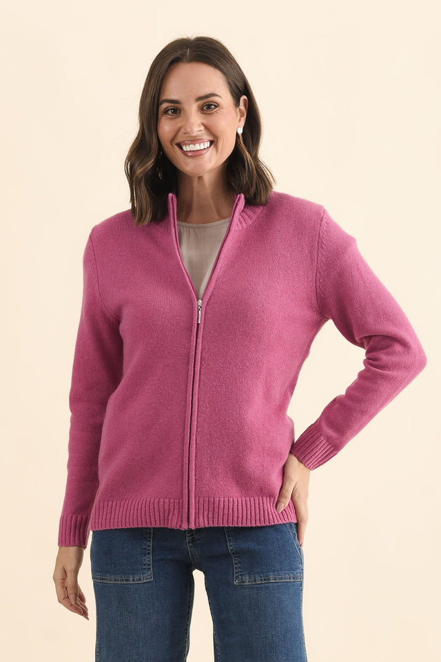 Pacey Pink Wool Zip Jacket,Brunette model,alt text|model:MJ image 6