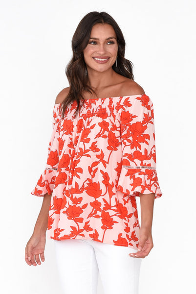 Paden Green Blossom Shirred Top - Blue Bungalow