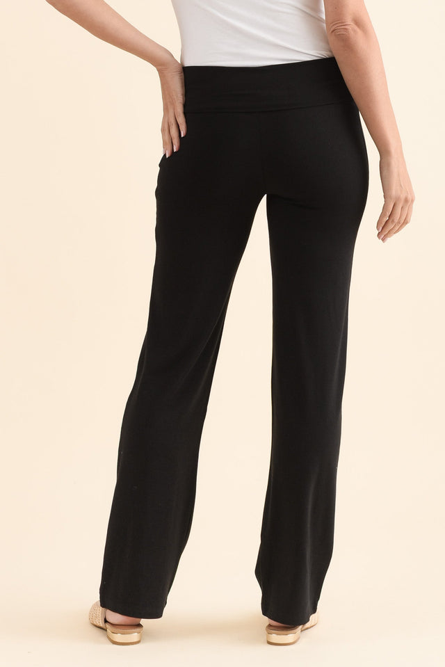 Pamela Black Bamboo Pants,Back,Brunette model,alt text|model:MJ image 5
