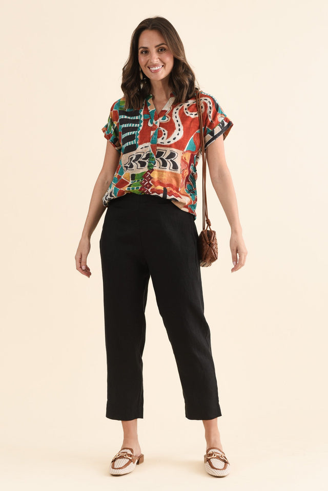 Paolo Black Linen 7/8 Pants image 6