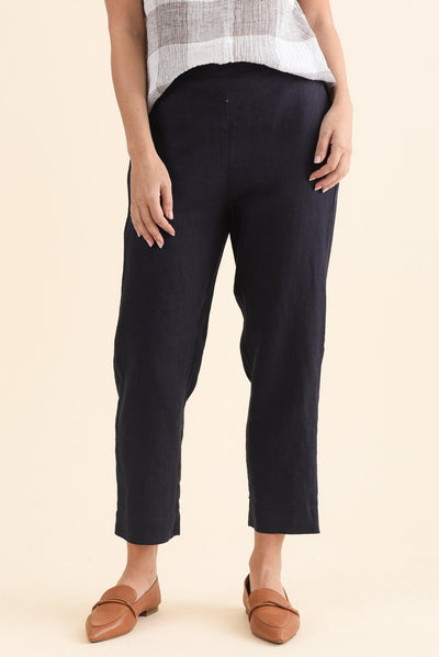 Paolo Navy Linen 7/8 Pants