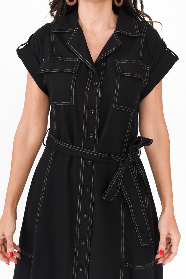 Patricia Black Cotton Blend Tie Dress,Brunette model,alt text|model:Nicole image 6
