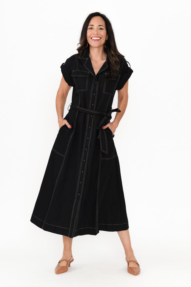 Patricia Black Cotton Blend Tie Dress,Brunette model,alt text|model:Nicole image 7