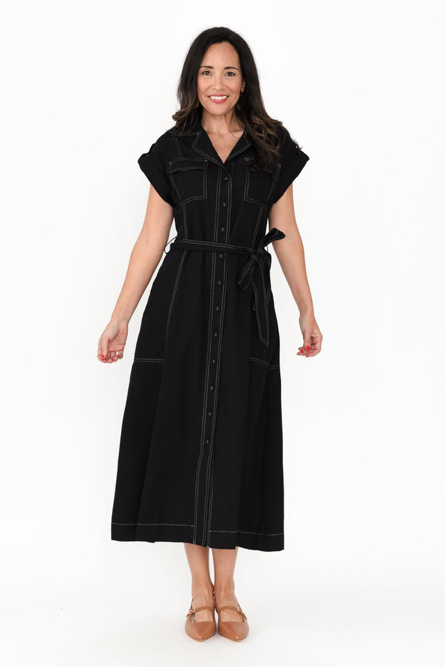 Patricia Black Cotton Blend Tie Dress,Brunette model,alt text|model:Nicole image 3