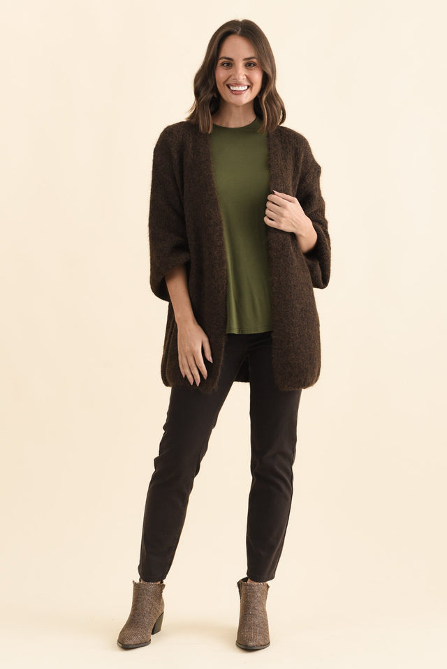 Pearson Chocolate Knit Cardigan,Brunette model,alt text|model:MJ image 7
