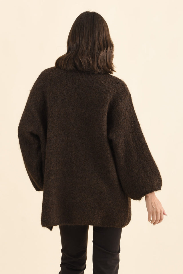 Pearson Chocolate Knit Cardigan,Brunette model,alt text|model:MJ image 5