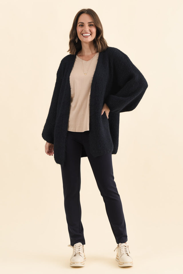 Pearson Navy Knit Cardigan,Brunette model,alt text|model:MJ image 7