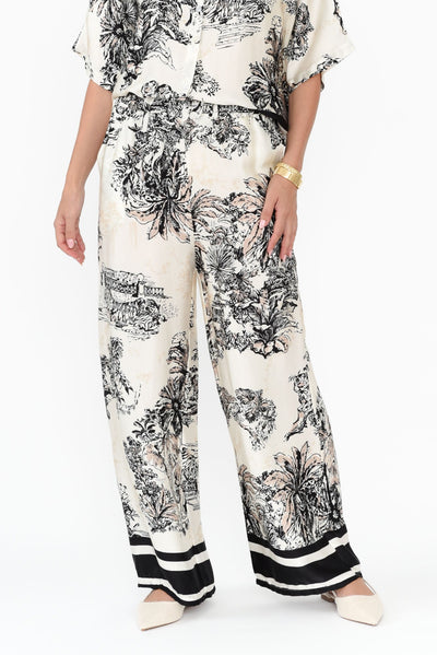 Persephone Natural Jungle Wide Leg Pants