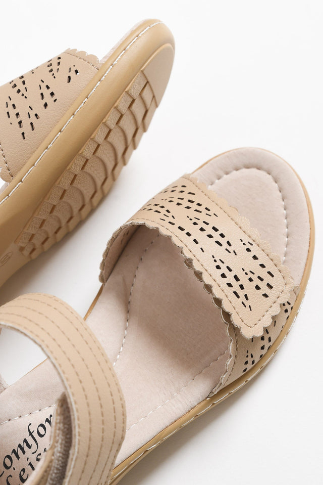 Petal Beige Leather Velcro Sandal image 3