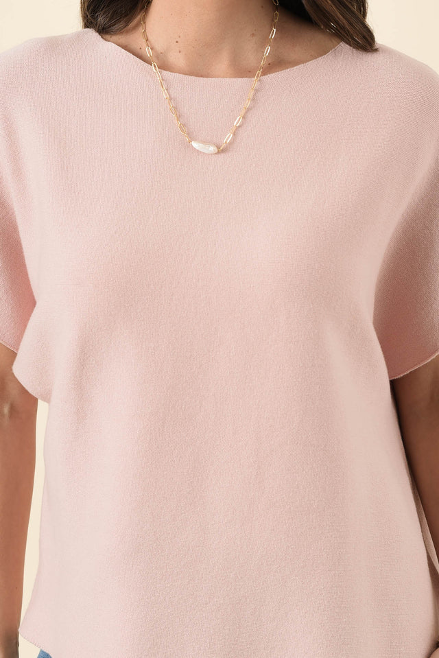 Petra Blush Cotton Blend Knit Top,Brunette model,alt text|model:MJ image 7