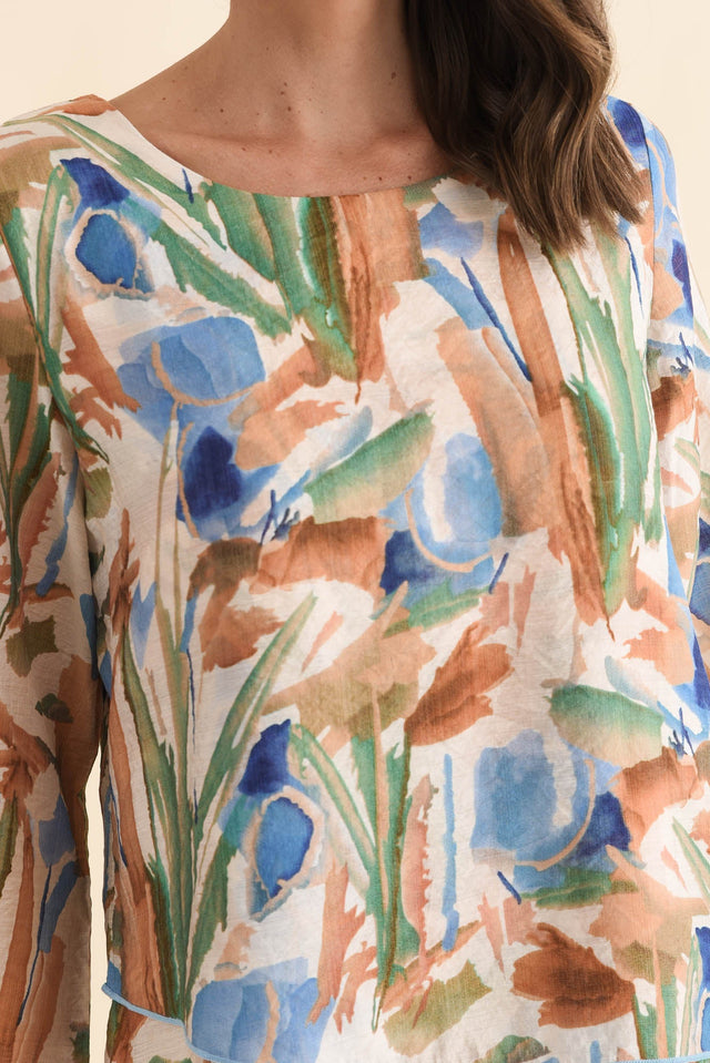 Phil Blue Watercolour Layered Top,Brunette model,alt text|model:MJ image 6